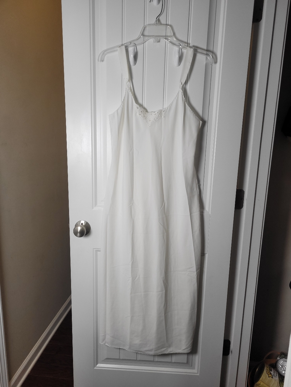 Women's Vintage White Lace-Trim Slip Dress by Vanity Fair.  Size 36